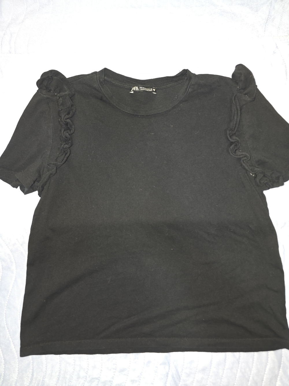 Black Ruffle Sleeve Women's Top